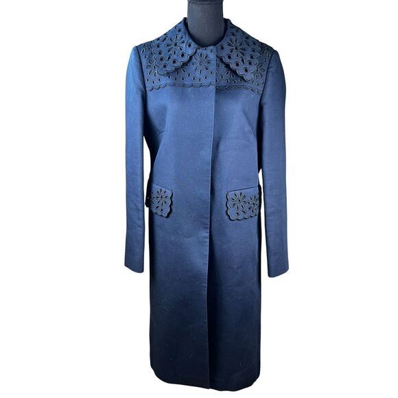 Boden woman’s 8 Broderie Detail eyelet trim button up coat jacket classic - Picture 1 of 11